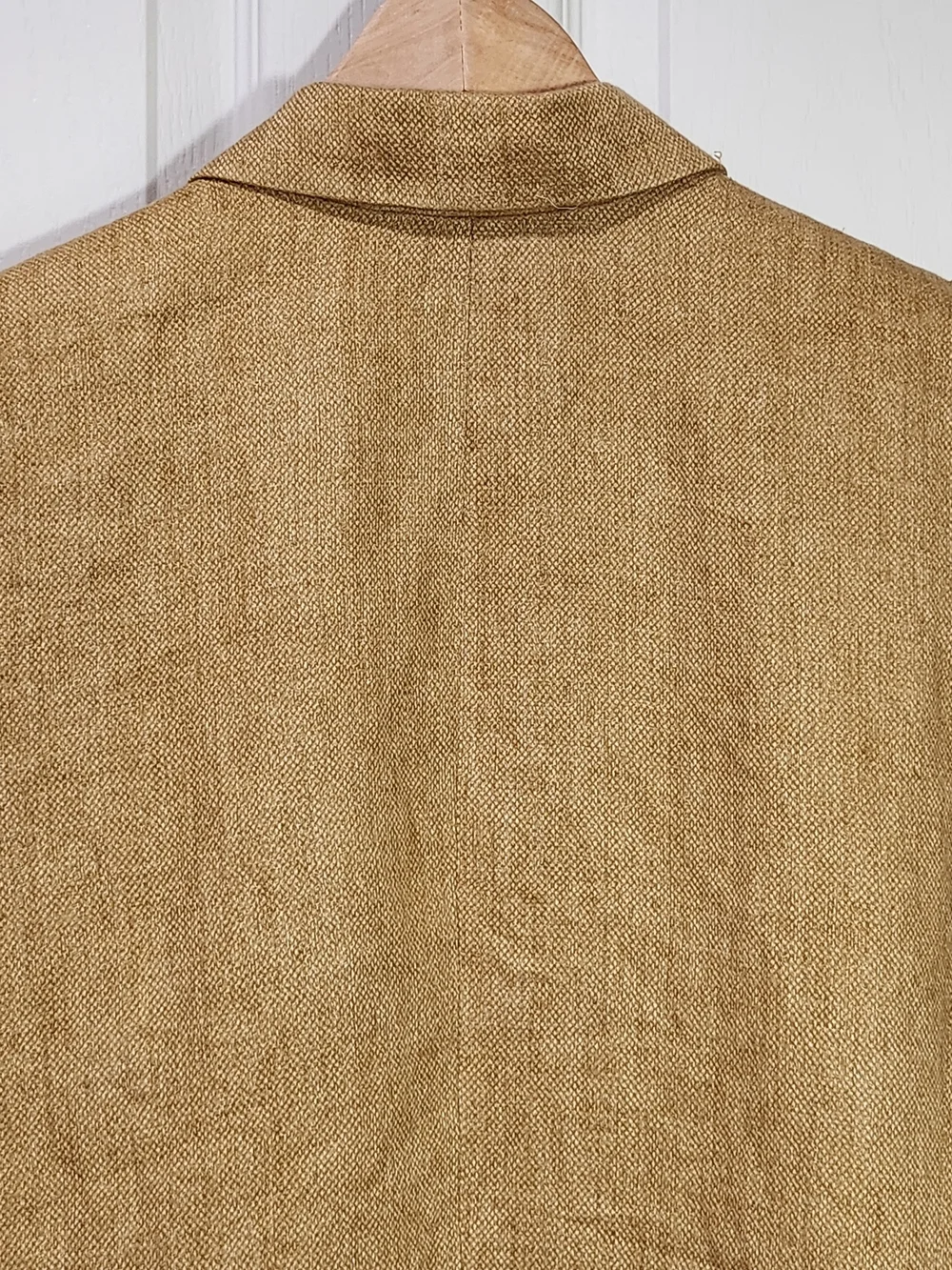 Ellen Tracy Company Petite Gold Tan 100% Linen Double Breasted Blazer Size 12